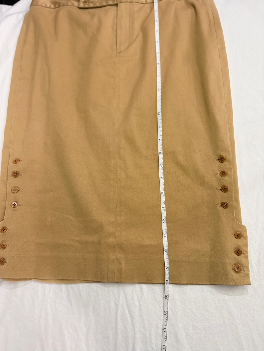 Ralph Lauren Black Label Women’s Khaki Button-Accent Pencil Skirt Size 8 - Picture 8 of 11